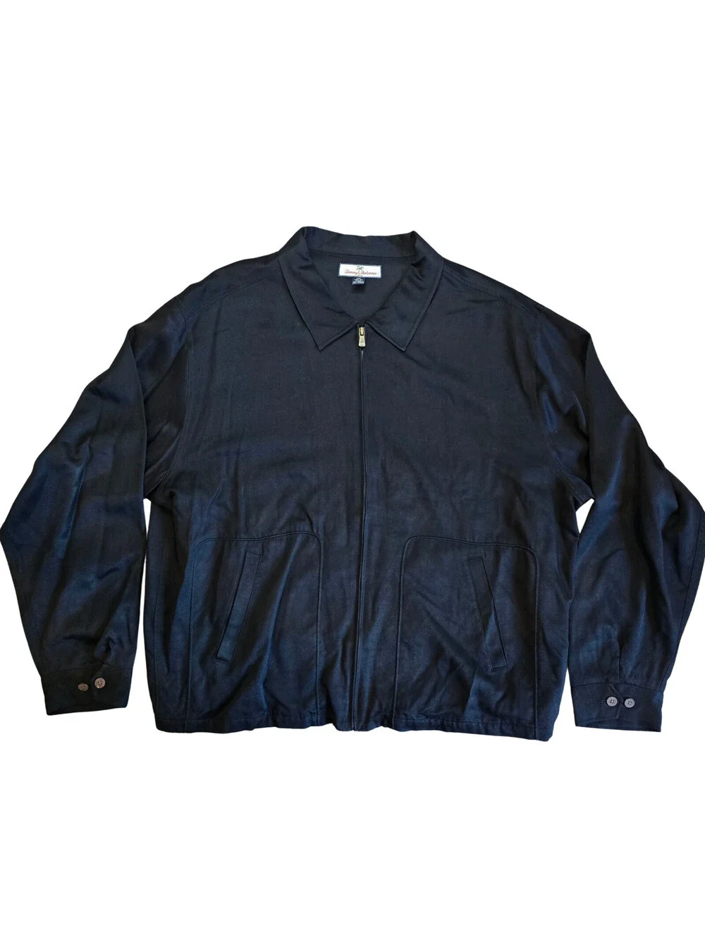 Tommy Bahama Jacket 100% Silk | Men's XXL | Full Zip Lightweight, Black